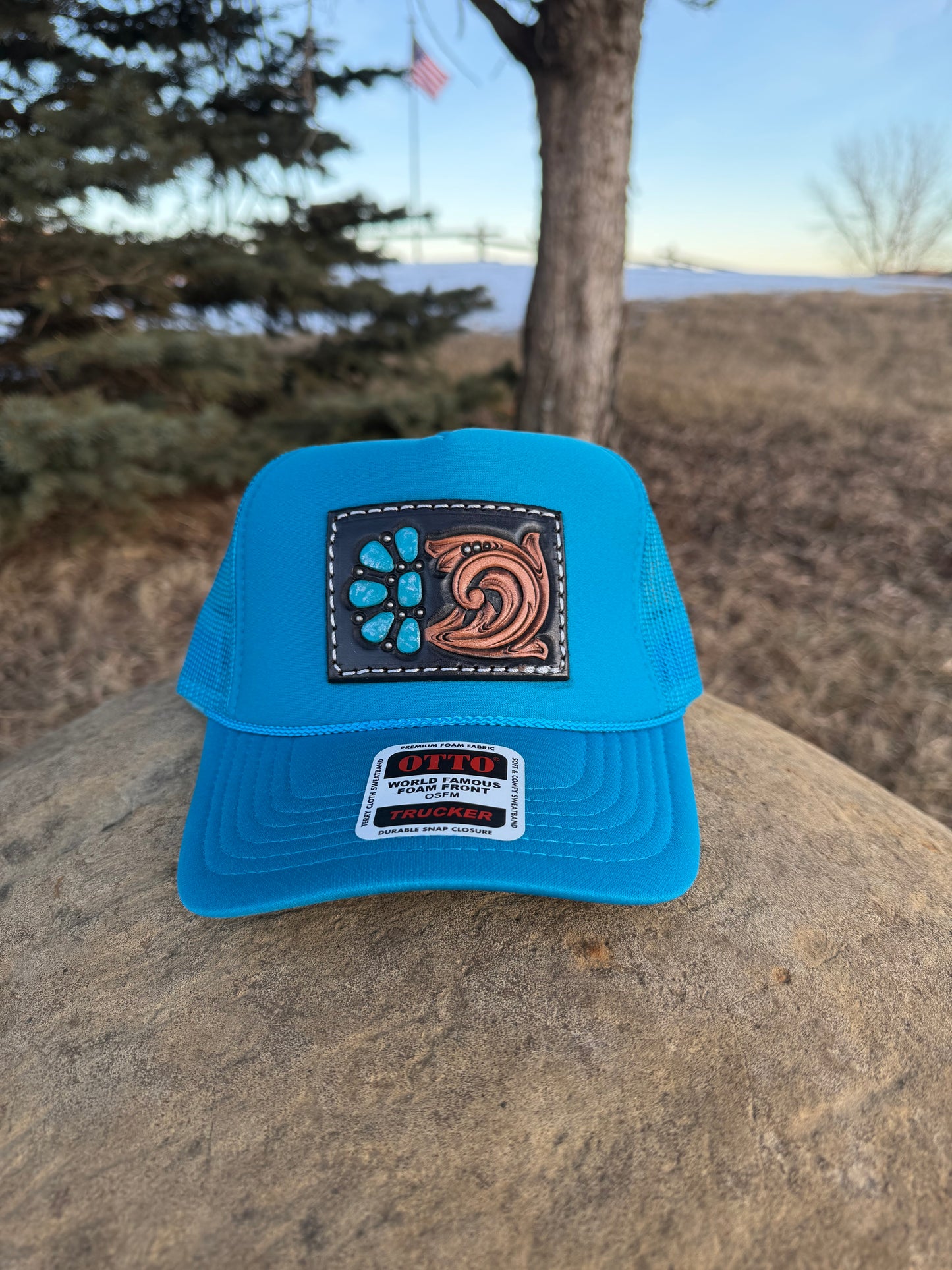 Turquoise Cluster Trucker Hat