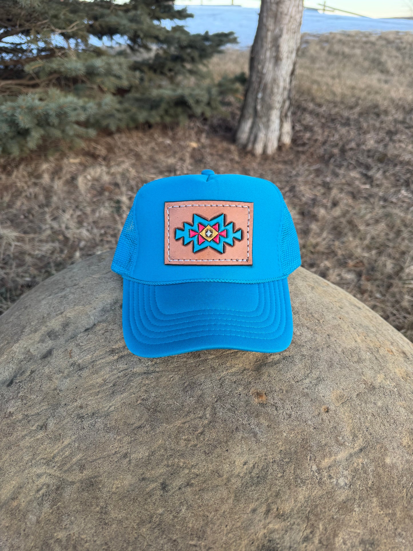 Turquoise Aztec Trucker Hat