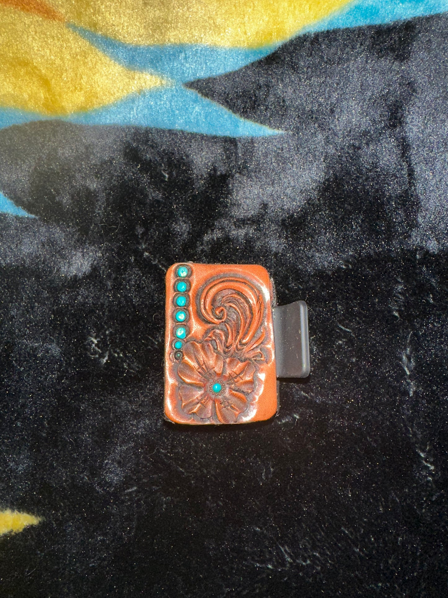 Small Turquoise Floral Hair Clip