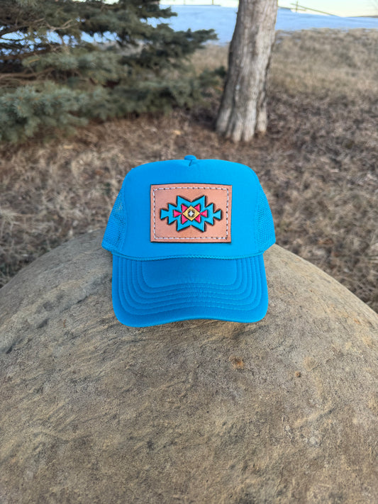 Turquoise Aztec Trucker Hat